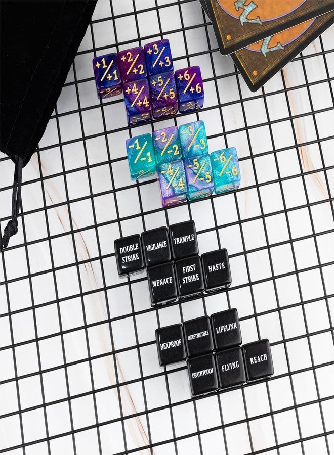 LAMJAM 48 Pieces Keywords MTG Dice Counters Plus 1 Life Counter Dice Abilities Creature Stats Buff Tokens Dice Set for Magic The Gathering, MTG, TCG, Card Games Accessories - Image 5